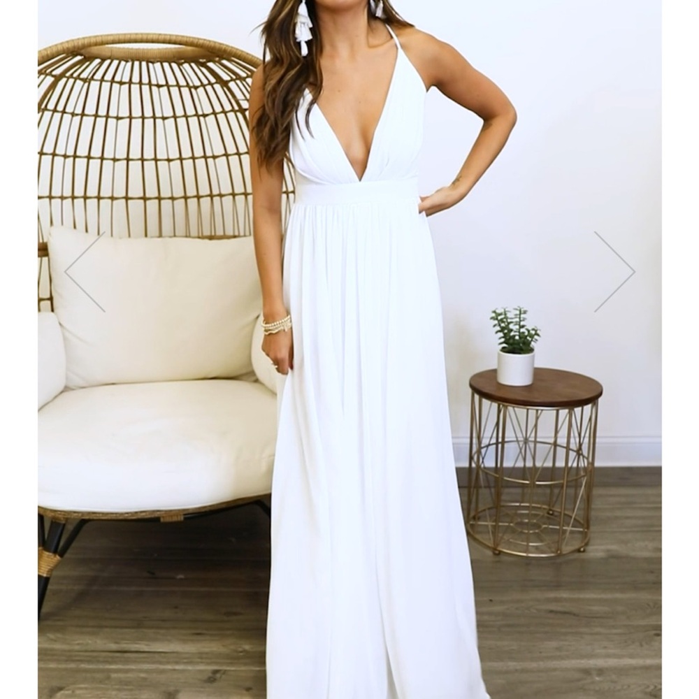 Pink lily white maxi dress